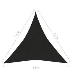 Voile d'ombrage 160 g/m² Noir 3,6x3,6x3,6 m PEHD