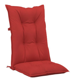 Coussins de chaise de jardin dossier haut lot de 6 rouge tissu