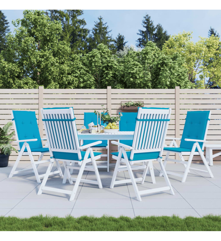 Coussins de chaise de jardin à dossier haut lot de 6 bleu tissu