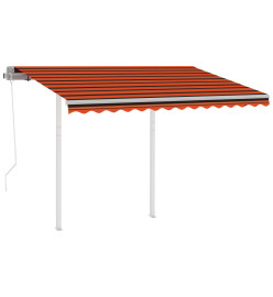 Auvent rétractable automatique poteaux 3,5x2,5 m Orange marron