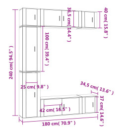 Ensemble de meubles TV 7 pcs Chêne sonoma Bois d'ingénierie