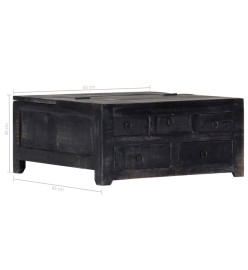 Table basse Noir 65 x 65 x 30 cm Bois de manguier massif