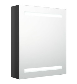 Armoire de salle de bain à miroir LED noir brillant 50x14x60 cm