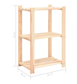 Étagères de rangement à 3 niveaux 2 pcs 60x38x90 cm Pin 150 kg