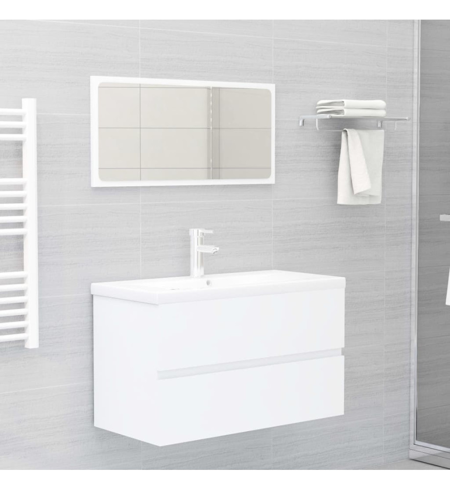 Ensemble de meubles de salle de bain 2 pcs Blanc Aggloméré