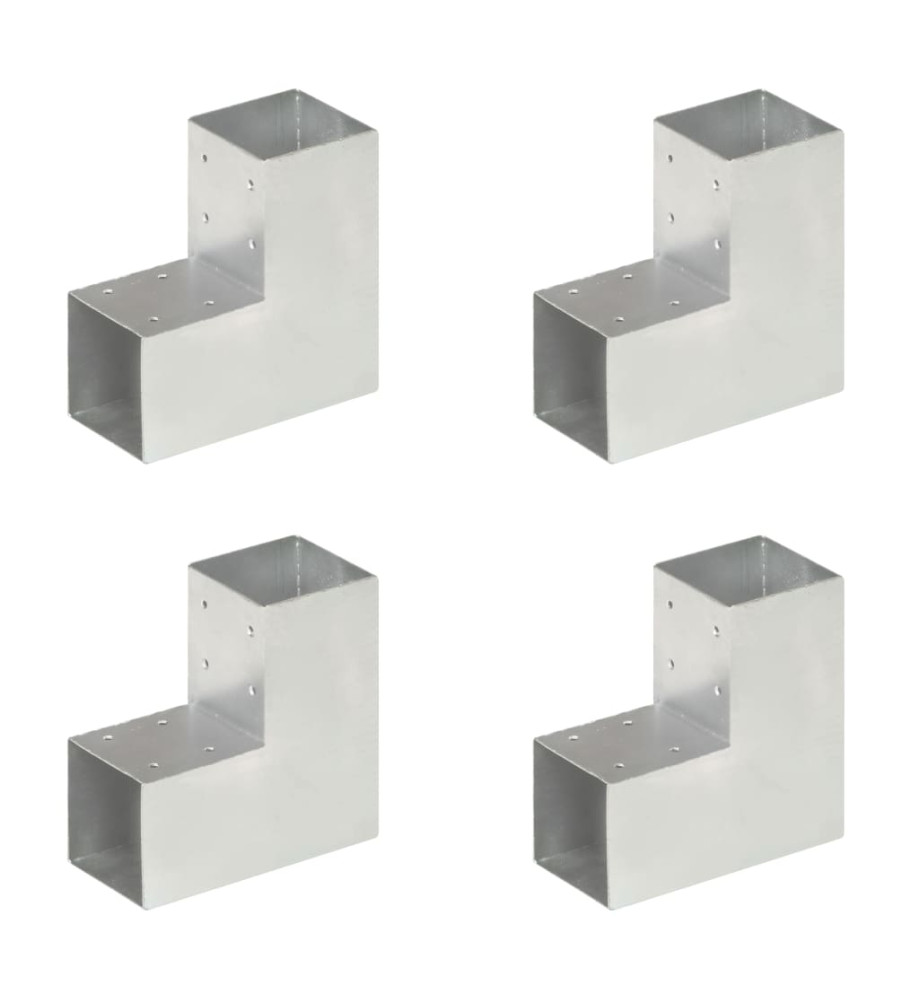 Connecteurs de poteau 4 pcs Forme en L Métal galvanisé 91x91 mm