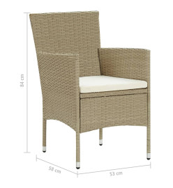 Ensemble de salle à manger de jardin 5 pcs Beige