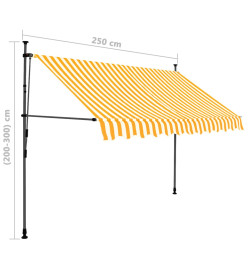 Auvent manuel rétractable avec LED 250 cm Blanc et orange