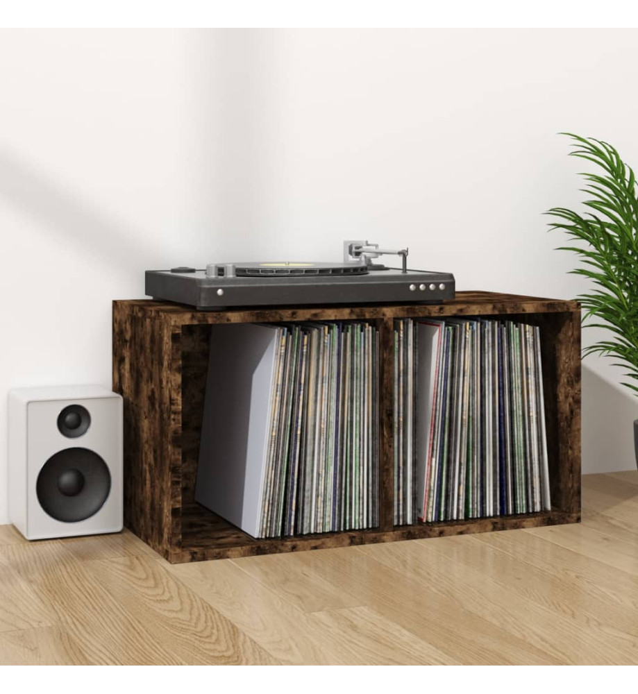 Boîte de rangement à disques vinyle Chêne fumé 71x34x36 cm Bois