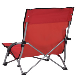 Chaises de plage pliables 2 pcs Rouge Tissu