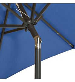 Parasol avec lumières LED Bleu azuré 200x211 cm Aluminium