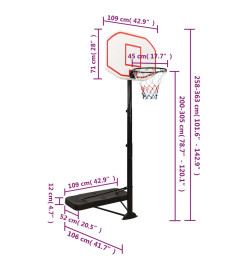 Support de basket-ball Blanc 258-363 cm Polyéthylène