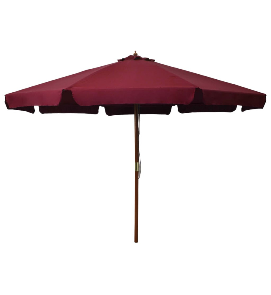 Parasol avec mât en bois 330 cm Bordeaux