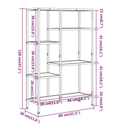 Étagère à livres 80x30x120 cm Acier et bois d'ingénierie