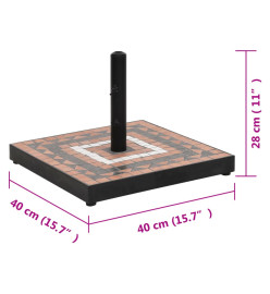 Base de parasol terre cuite et blanc carré 12 kg