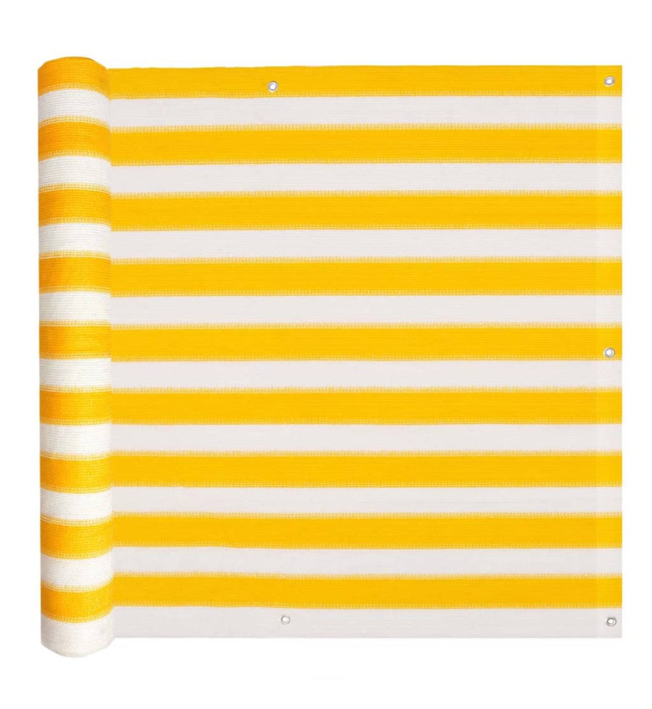 Écran de balcon PEHD 75 x 600 cm Jaune et blanc