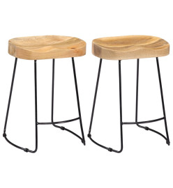 Tabourets de bar Gavin lot de 2 bois de manguier solide