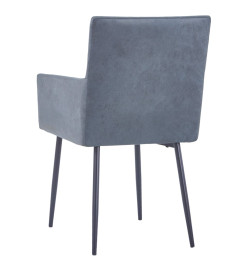 Chaises à manger avec accoudoirs lot de 2 gris similicuir daim