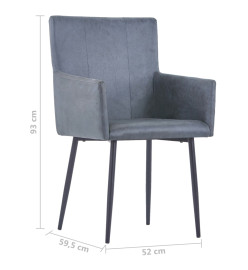 Chaises à manger avec accoudoirs lot de 2 gris similicuir daim