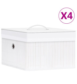 Boîtes de rangement en bambou 4 pcs Blanc