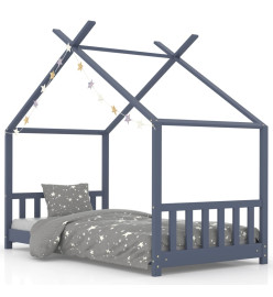 Cadre de lit d'enfant Gris Bois de pin massif 80x160 cm