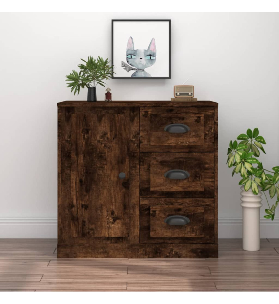 Buffet chêne fumé 70x35,5x67,5 cm bois d'ingénierie