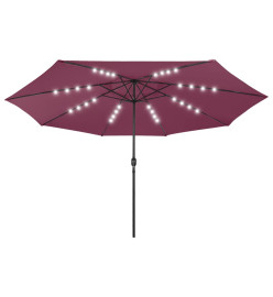 Parasol d'extérieur avec LED et mât en métal 400 cm Bordeaux