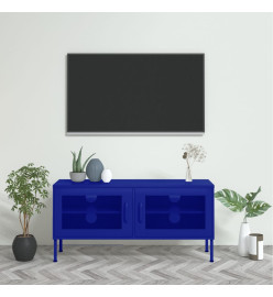 Meuble TV Bleu marine 105x35x50 cm Acier