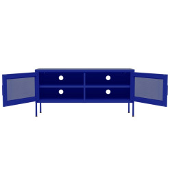 Meuble TV Bleu marine 105x35x50 cm Acier