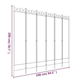 Cloison de séparation 6 panneaux Marron 240x200 cm Tissu