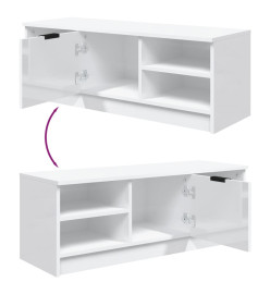 Meuble TV Blanc brillant 102x35,5x36,5 cm Bois d'ingénierie