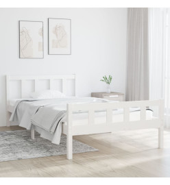 Cadre de lit blanc bois massif 90x200 cm