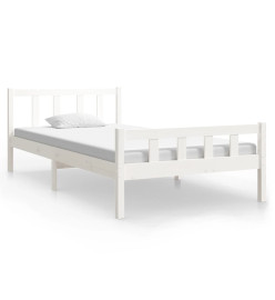 Cadre de lit blanc bois massif 90x200 cm