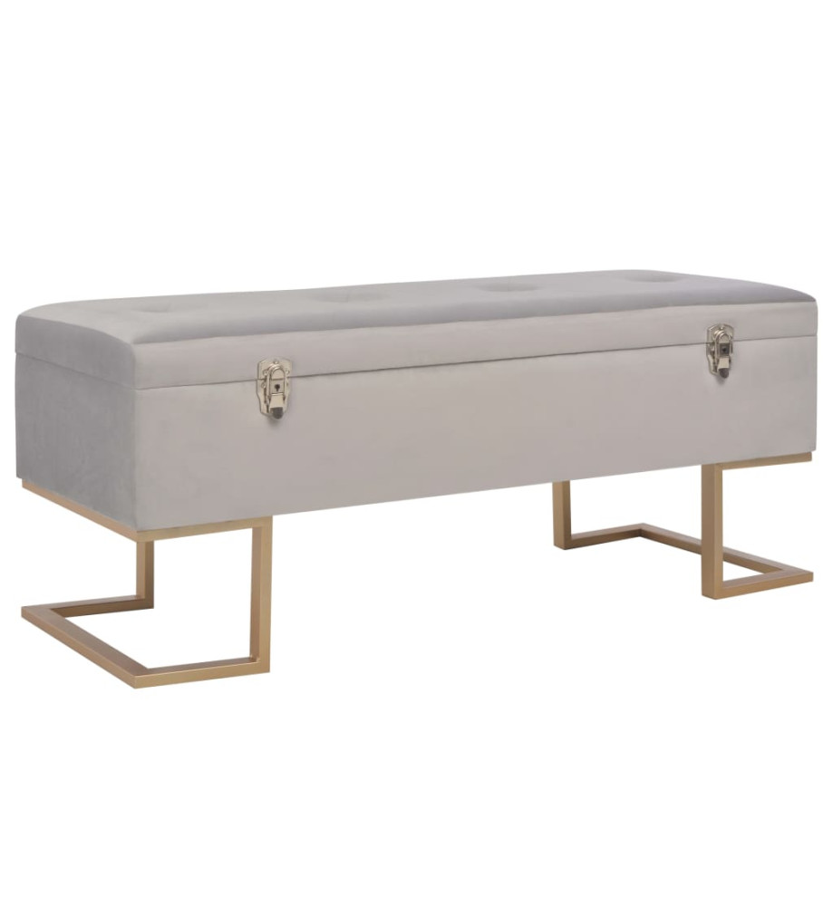 Banc avec compartiment de rangement 105 cm Gris Velours