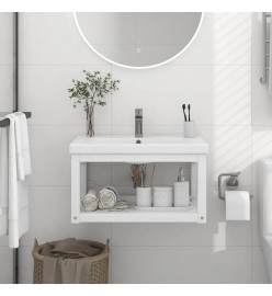 Cadre de lavabo de salle de bain mural Blanc 59x38x31 cm Fer