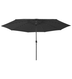 Parasol d'extérieur avec LED et mât en métal 400 cm Noir