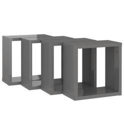 Étagères cube murales 4 pcs Gris brillant 30x15x30 cm