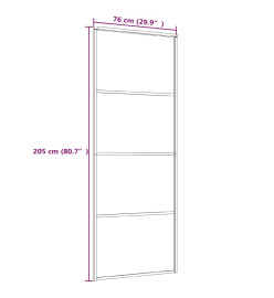 Porte coulissante Aluminium et verre ESG 76x205 cm Noir