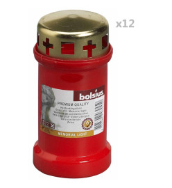 Bolsius Veilleuse de commémoration avec couvercle No 3 12 pcs Rouge