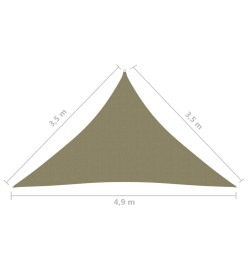 Voile de parasol Tissu Oxford triangulaire 3,5x3,5x4,9 m Beige