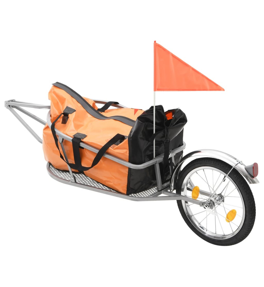 Remorque à bagages pour vélo avec sac Orange et noir