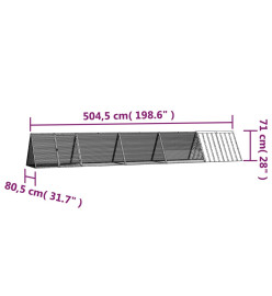 Cage pour lapin Gris 504,5x80,5x71 cm Acier galvanisé