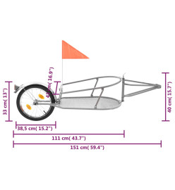 Remorque à bagages pour vélo avec sac Orange et noir