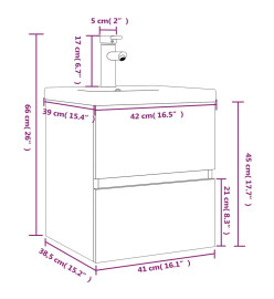 Meuble lavabo avec bassin intégré Chêne brun Bois d'ingénierie