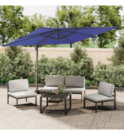 Parasol cantilever à LED Bleu azuré 400x300 cm