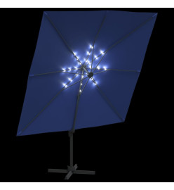 Parasol cantilever à LED Bleu azuré 400x300 cm