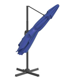 Parasol cantilever à LED Bleu azuré 400x300 cm