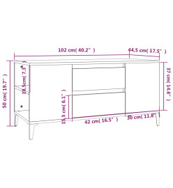 Meuble TV Blanc brillant 102x44,5x50 cm Bois d'ingénierie