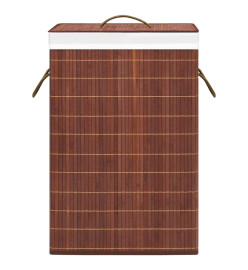 Panier à linge avec 2 sections bambou marron 72 L