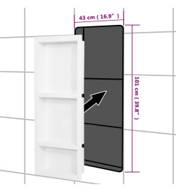 Niche de douche avec 3 compartiments Blanc mat 41x99x9 cm